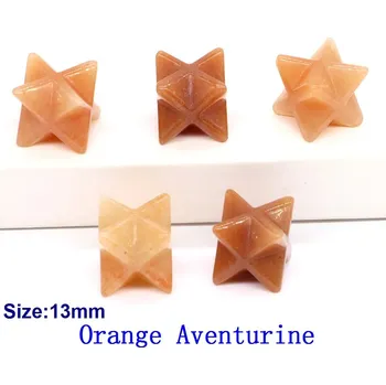 Křišťálová merkaba hvězda 13mm | dekorace | minerální kámen - Oranžový avanturín , 5 KS