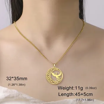 Přívěsek Fénix ochranný amulet s keltským půlměsícem | keltský přívěsek | ocelový šperk - D