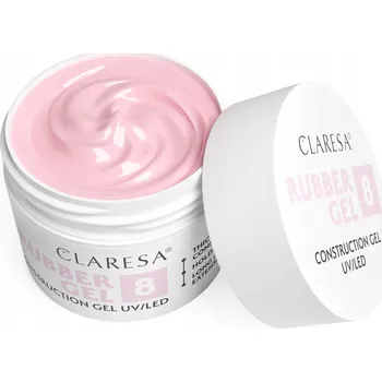 Lak na nehty CLARESA RUBBER GEL STAVEBNÍ GEL S TIXOTROPIÍ - 8 MLÉČNĚ RŮŽOVÁ 12 g