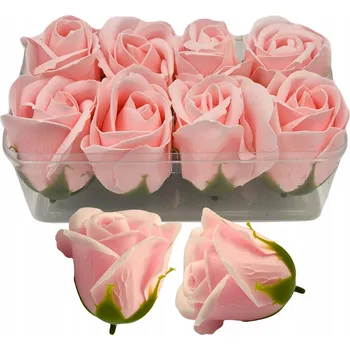 umělá květina PUDRově Růžová Světle Růžová Mýdlové Růže Dárek Květiny v Krabičce Hlavička Umělé Květiny Balení 8 ks