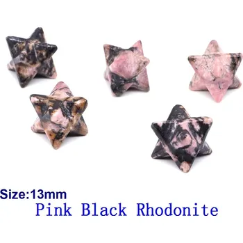 Křišťálová merkaba hvězda 13mm | dekorace | minerální kámen - Černý rodonit , 1 KS