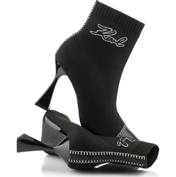 Dámská móda KOTNÍKOVÁ OBUV KARL LAGERFELD DEBUT II MIX KNIT ANKLE BOOT BLACK KNIT TEXTILE