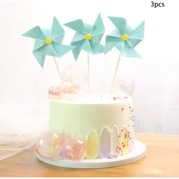 Party dekorace Disney narozeninová dekorace na dětský dort | ozdoba - modrý větrný mlýn - 3 ks