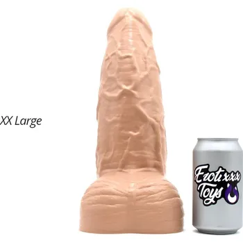 Dildo Erotixxx Toys Big Veiny Pale Flesh 75% XXL, prémiové silikonové dildo s Vac-U-Lock 34 x 7–9,9 cm