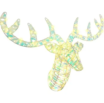 Vánoční dekorace vidaXL Sáně tažené sobem Teplá bílá 68 x 36.5 x 62.5 cm PET [42019065]