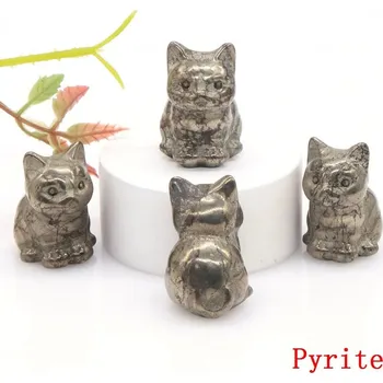 Kočičí soška z přírodního kamene | dekorace | figurka - Pyrit , 20 KS