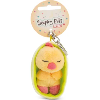 plyšák NICI klíčenka spící Kuřátko 12 cm, světle zelený košík, GREEN