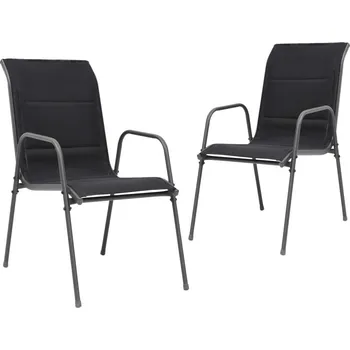 vidaXL Marketos Stohovatelné zahradní židle 2 ks ocel a textilen černé
