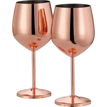 Sklenice EXTRA VELKÉ SKLENIČKY NA GIN A VÍNO 500ML OCEL RŮŽOVĚ ZLATÉ 2 KS, DÁREK