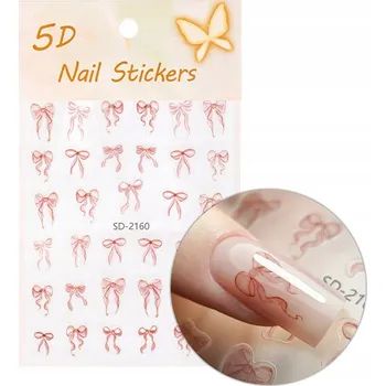 Samolepky na nehty 5D samolepící - červené mašličky SD-2160