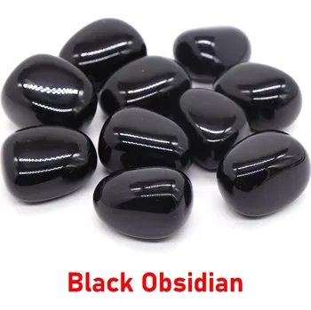 Přírodní kámen Žlutý leopard jaspis tromlovaný kámen | dekorace - Černý obsidián , 100 g