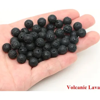 Náramek Přírodní kamenné korálky na náramky | šperky - Sopečná láva , 10 mm (33 až 36 ks)