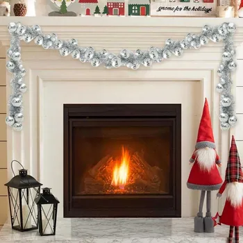 Vánoční dekorace vidaXL Vánoční koule girlanda Stříbrná 186 cm Polystyren [42019693]