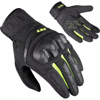 Moto rukavice Motocyklové rukavice LS2 Kubra Letní Mesh Krátké Černé Fluo vel L