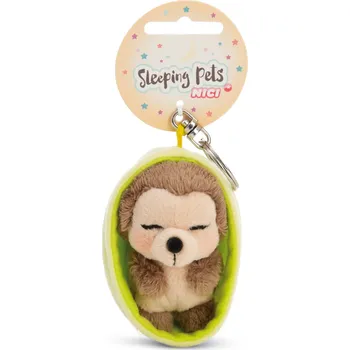 plyšák NICI klíčenka spící Ježek 12 cm, světle zelený košík, GREEN