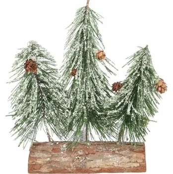 Vánoce Vánoční ozdoba TŘI STROMEČKY NA KMENI 22 CM, hotová dekorace na stůl