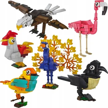 ostatní stavebnice Stavební Stavebnice PTÁCI PÁV KOHOUT PLAMEŇÁK OREL SADA 6 kusů