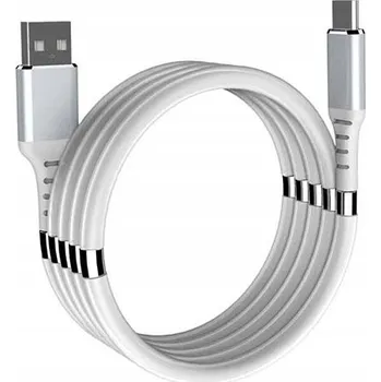 Datový kabel Magnetický kabel USB TYP-C, odolný, opletený, flexibilní, praktický, bílý