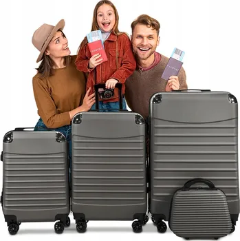 SADA CESTOVNÍCH KUFRŮ VELKÝ STŘEDNÍ MALÝ KABINOVÝ KUFR NA KOLEČKÁCH 4V1