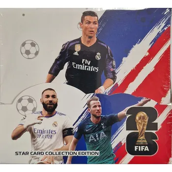 Karetní hra SBĚRATELSKÉ KARTY MEGA BOX 288 KARET WORLD FOOTBALL STARS MESSI RONALDO RODRI