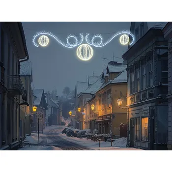 Vánoční světelná dekorace Převěs s 3D koulemi - LED dekorace