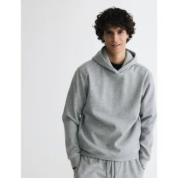 Pánská mikina Reserved - Regular mikina s kapucí - světle šedá - 8107H-09M - 8107H-09M-S