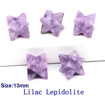 Přírodní kámen Křišťálová merkaba hvězda 13mm | dekorace | minerální kámen - Šeříkový lepidolit , 50 KS