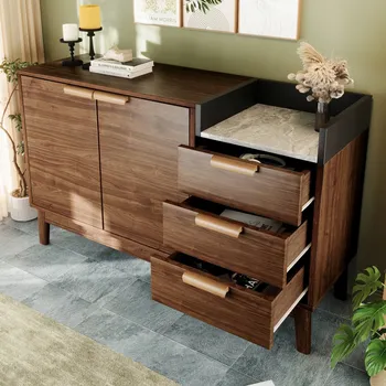 Komoda Komoda se 3 zásuvkami a 2 dvířka, dub, otevřené police, 120x77x40 cm