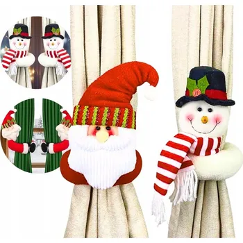 Vánoční dekorace 2x VÁNOČNÍ OZDOBA NA ZÁCLONY DEKORACE NA ZÁCLONY Mikuláš SNĚHULÁK 2 KS