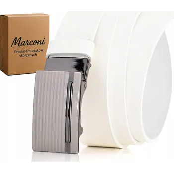 Opasek KOŽENÝ pánský Pásek 3,5 cm AUTOMATICKÁ spona k obleku i džínám Univerzální BÍLÝ