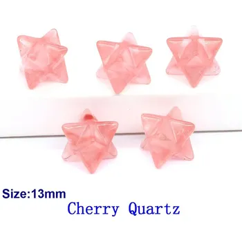 Křišťálová merkaba hvězda 13mm | dekorace | minerální kámen - Třešňový křemen , 5 KS