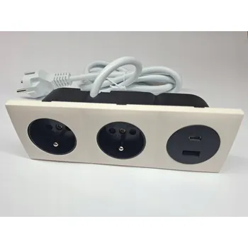 Elektrická zásuvka Zásuvka, Prodlužovací přívod, USB do desky stolu, bílá