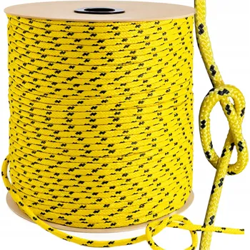 Lany Polypropylenové lano 12mm ŽLUTÉ Pletené námořní lanko šňůra SILNÉ 100m