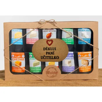 Dárková krabička Křupavý sýr Dárková sada 10 druhů sýrů děkuji paní učitelko (Křupavý sýr Dárková sada 10 druhů sýrů děkuji paní učitelko)