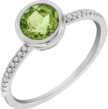 Prsten Zářivý zlatý prsten s olivínem a diamanty Nyusha