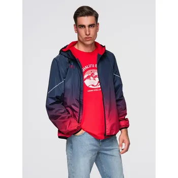 Pánská softshellová bunda Pánská sportovní bunda s reflexními prvky - tmavě modrá a červená V3 OM-JANP-0105 - L