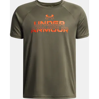 Chlapecké tričko Under Armour UA Tech Split Wordmark 1383010-390 Zelená YXS