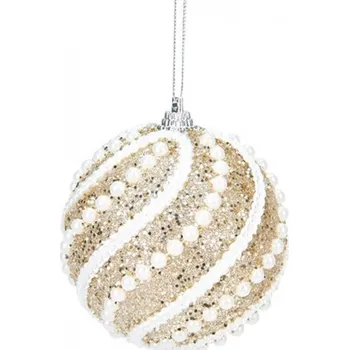 Vánoce Vánoční zlatá perlová koule, 8 cm
