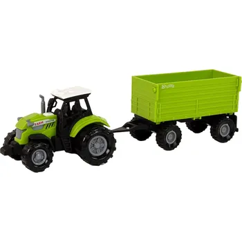 Dřevěná hračka Traktor s přívěsem Green Farm
