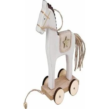 Bytová dekorace Dekorace koník na kolečkách, 18cm, bílá|Ego Dekor