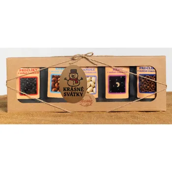 Dárková krabička Dárková sada křupavých preclíků a sladkých mandlí mix 5ks krásné svátky mikuláš (Dárková sada křupavých preclíků a sladkých mandlí mix 5ks krásné svátky mikuláš)