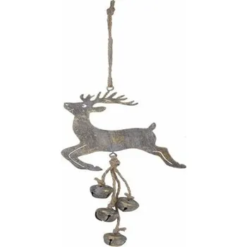 Bytová dekorace Závěs sob s rolničkami, zlatá patina, 31cm|Ego Dekor