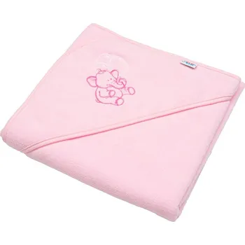 Dětská froté osuška s výšivkou a kapucí New Baby 80x80 cm sloník růžová (Dětská froté osuška s výšivkou New Baby)