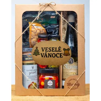 Dárková krabička VELKÁ DÁRKOVÁ SADA s BÍlým vínem veselé vánoce (VELKÁ DÁRKOVÁ SADA s BÍlým vínem veselé vánoce )