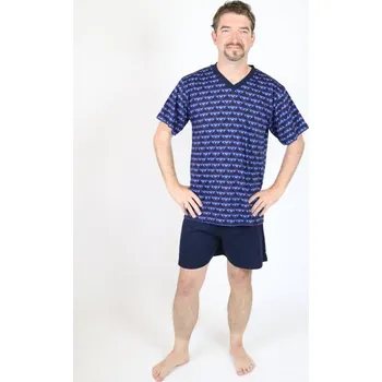 Pánské pyžamo Pyžamo pánské krátké Rozárka P1 modré Barva: Modrá, Velikost: 2XL