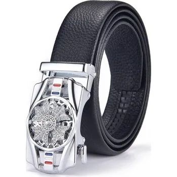 Opasek Pánský kožený pásek L499 stříbrná 120 cm