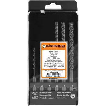 Vrták NÁSTROJE CZ Sada vrtáků MIDL4 SDS-plus 6dílná 2b. 5,6,8x110/45 a 6,8,10x160/95 - MIDL4-SV-02