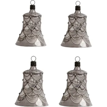 Vánoční ozdoba Koulier Skleněné vánoční ozdoby basic Nero - Nero zvonky čiré, 4 ks