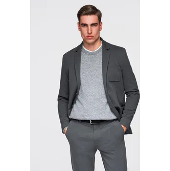 Pánská casual bunda Pánská bunda SLIM z jemně strukturovaného úpletu - grafitová V1 OM-BLZB-0101 - L