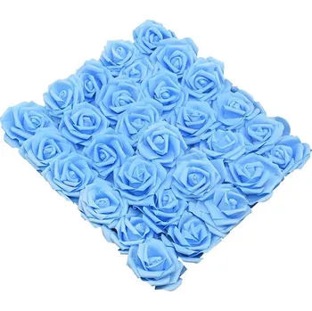 Svatební dekorace Dekorační pěnová růže na drátku – světle modrá (8cm) 1ks
